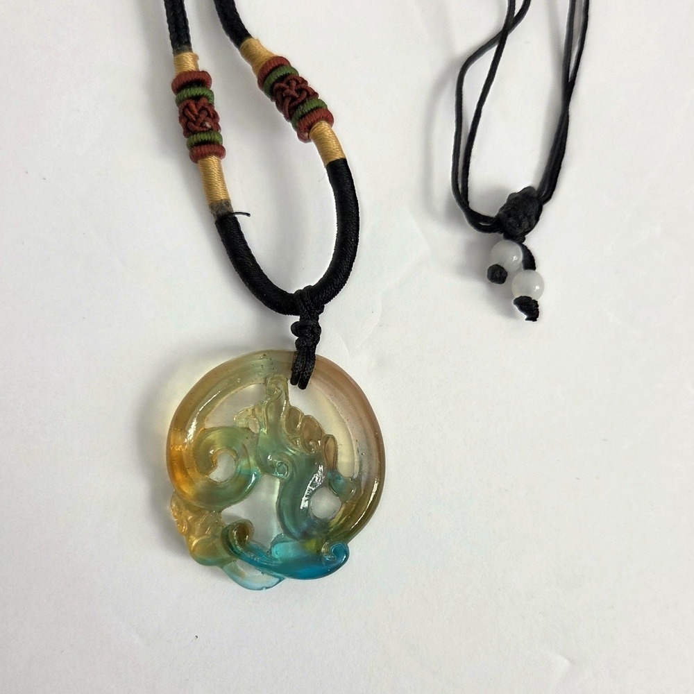 National Palace Museum Zhi-Chen Jade Pendant Lazurite Glass Dragon Rat Necklace